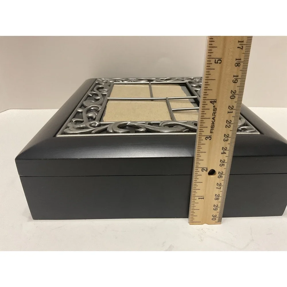 Royal Limited Wood Collage Box 5 Opening Photo Frame Lid‎ Black Silver 84780K
